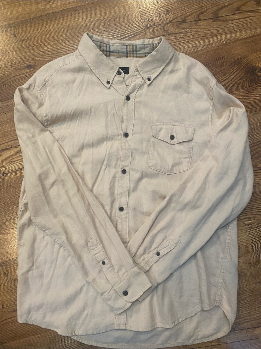 Men's Lightweight Button-Down Shirt in Light Beige cotton/cashmere blend
